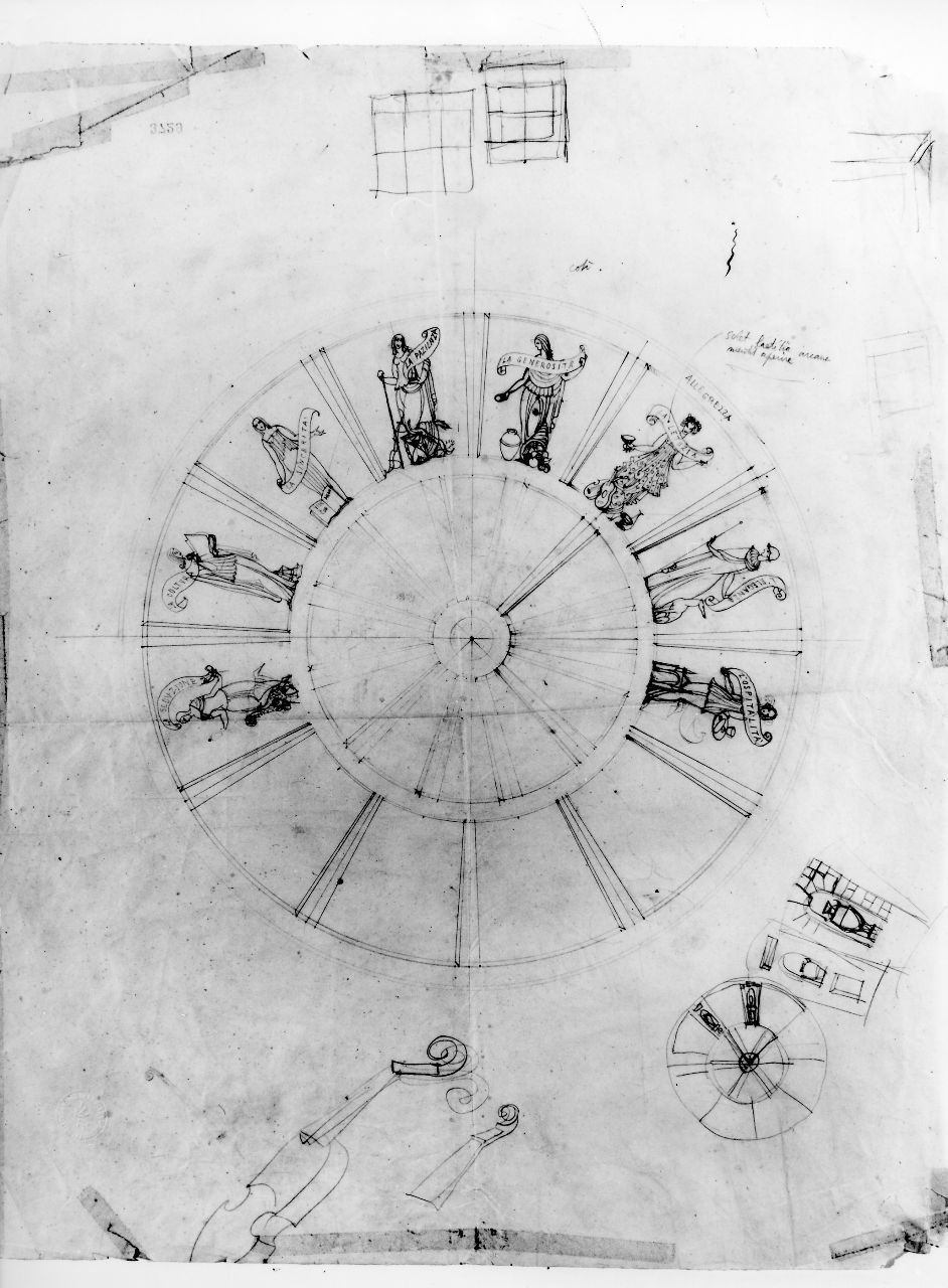 La Virtù, figure allegoriche femminili (disegno) di Ponti Giovanni (sec. XX)