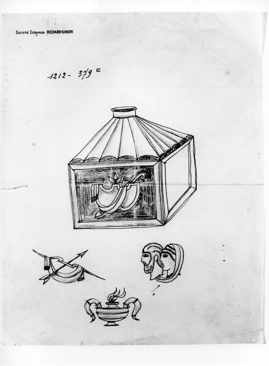 decorazioni per flacone (disegno) di Ponti Giovanni (attribuito) (sec. XX)