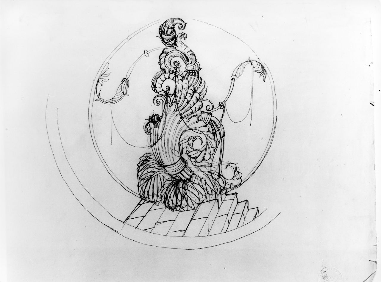 composizione floreale (disegno) di Ponti Giovanni (attribuito) (sec. XX)