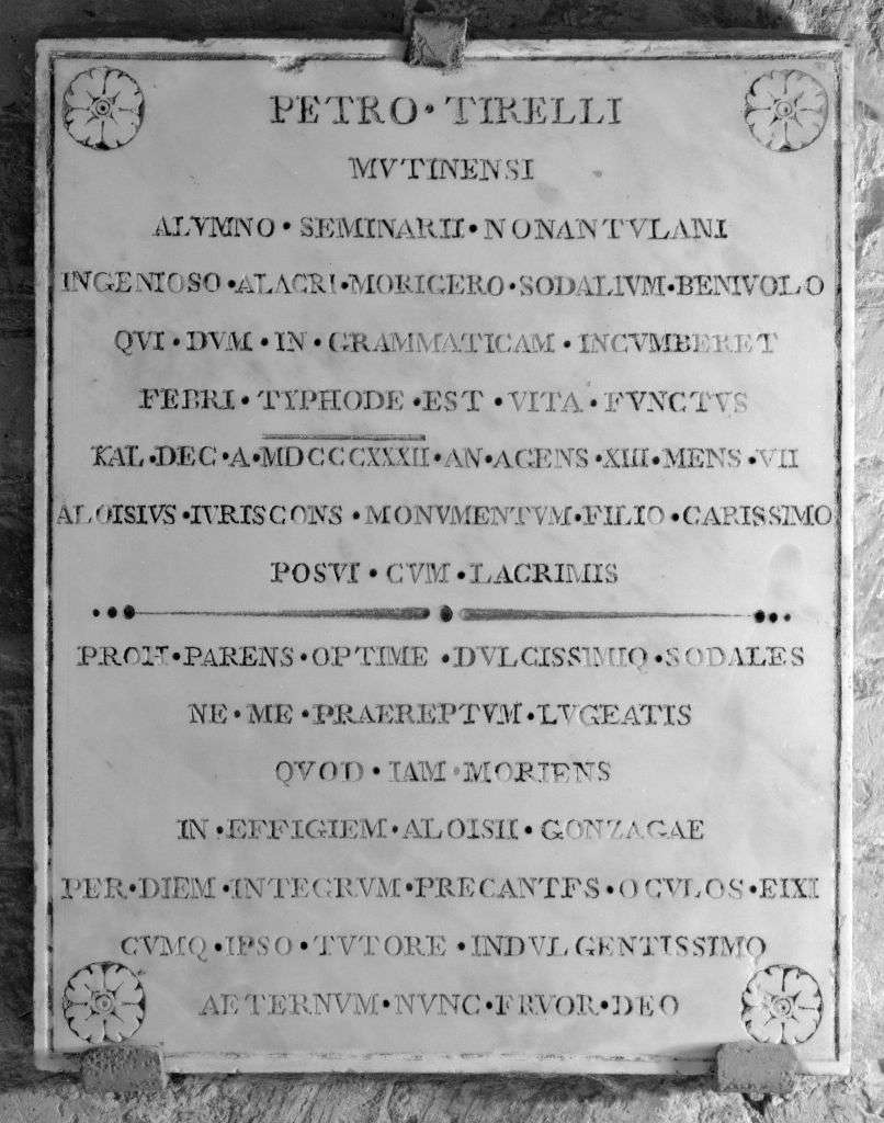 lapide commemorativa - manifattura emiliana (sec. XIX)