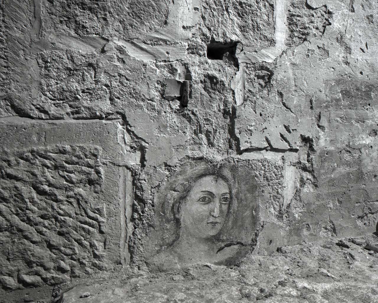 Testa femminile (dipinto, frammento) - ambito padovano (metà sec. XIV)