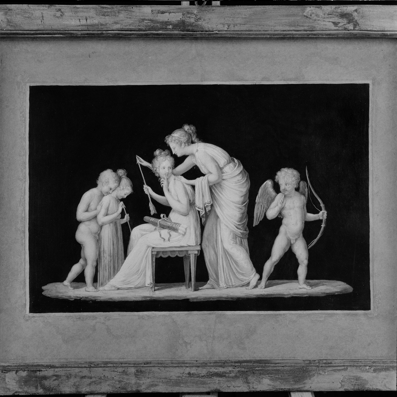 Due ninfe hanno rubato il turcasso a Amore o Amore con arco e ninfe con frecce (disegno) di Canova Antonio (sec. XVIII)