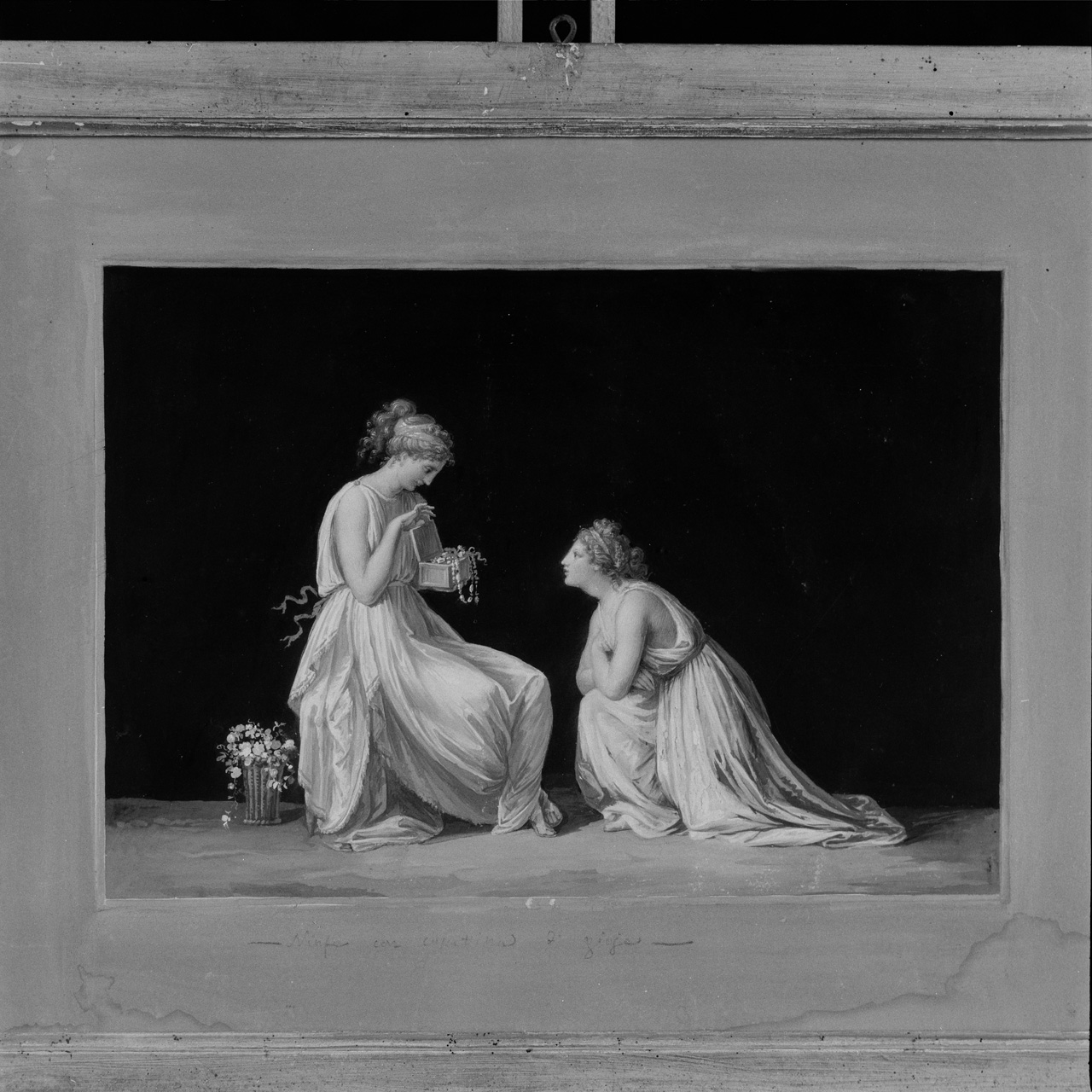 Due ninfe guardano in una cassettina di gioie (disegno) di Canova Antonio (sec. XVIII)