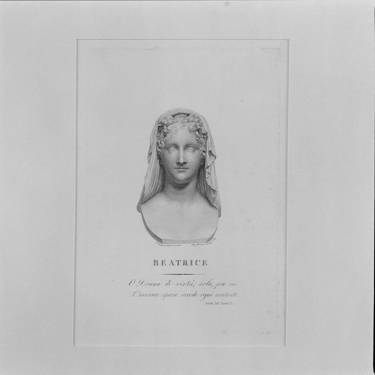Testa di Beatrice (stampa) di Bertini A (sec. XIX)