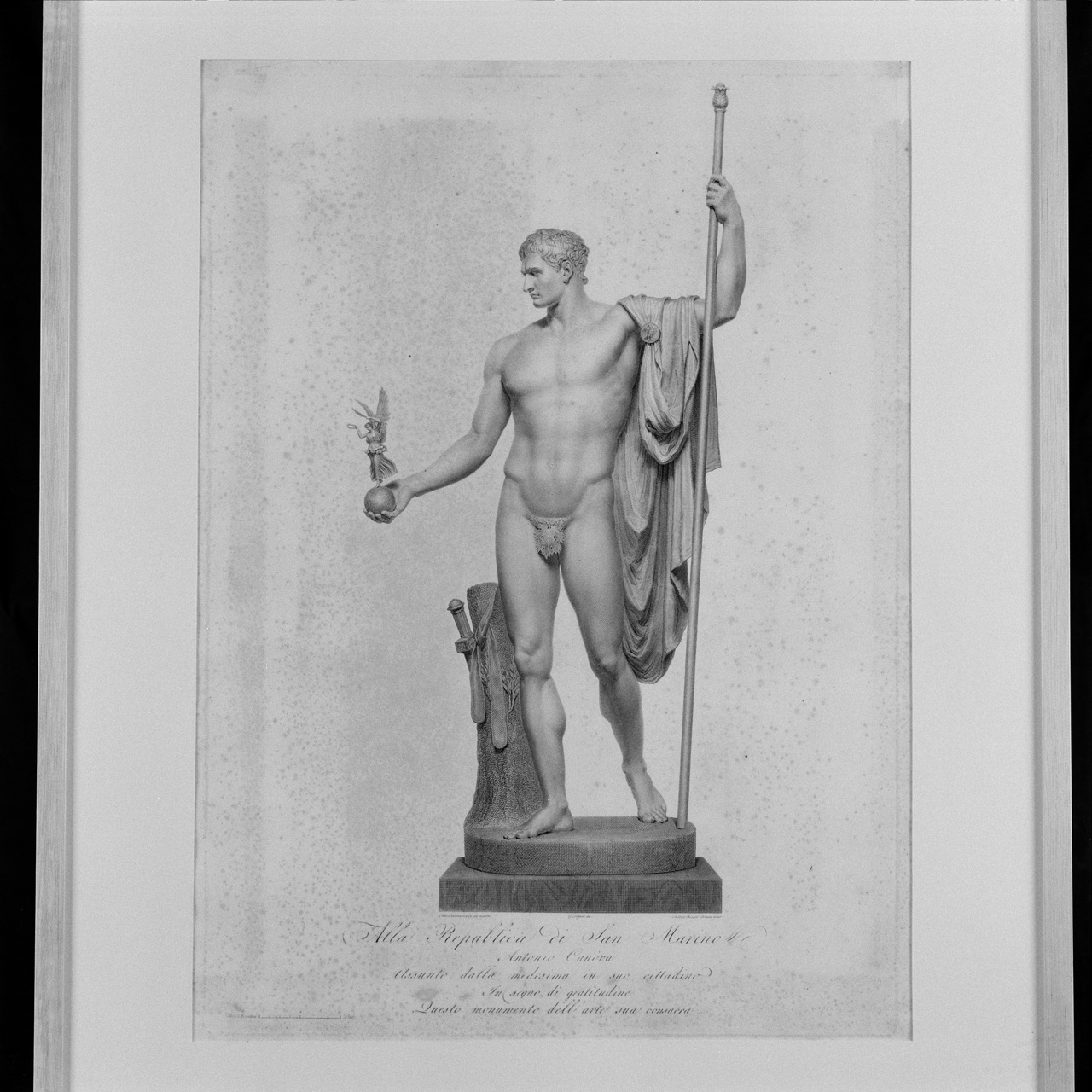 Napoleone Bonaparte come Marte pacificatore (stampa) di Ricciani Antonio, Tognolli Giovanni (sec. XIX)
