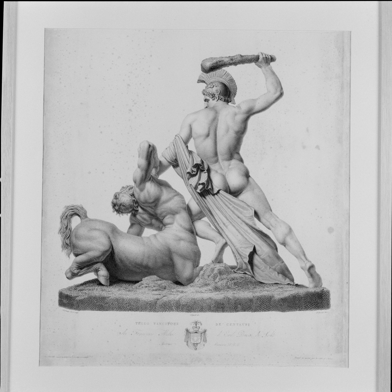 Teseo in lotta con il Centauro (visto da tergo) (stampa) di Bonato Pietro, Tognolli Giovanni (sec. XIX)