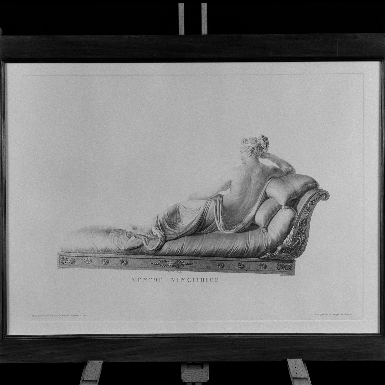 Paolina Borghese come Venere vincitrice (vista da tergo; velata) (stampa) di Bertini A, Durantini Luigi (sec. XIX)