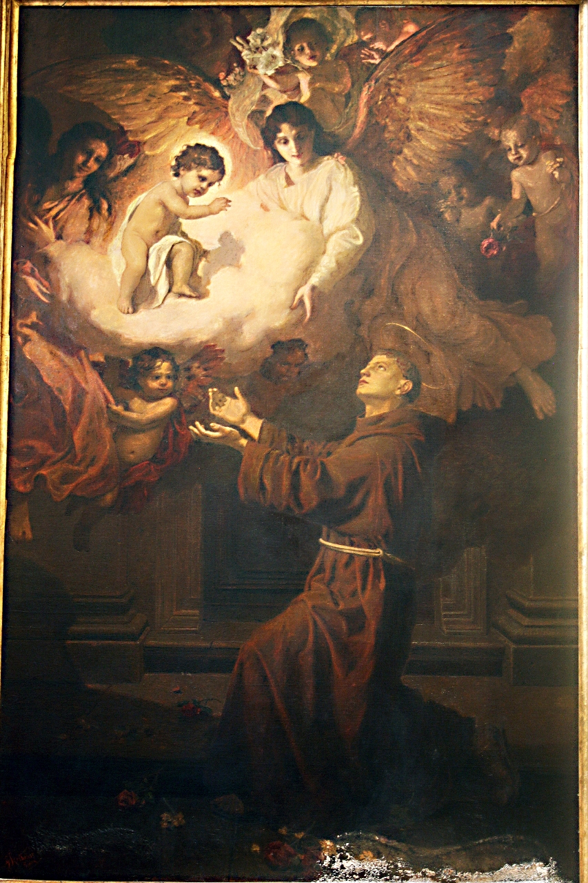 Gesù Bambino appare a Sant'Antonio di Padova (pala d'altare, elemento d'insieme) di Szoldatics Giorgio (sec. XX)