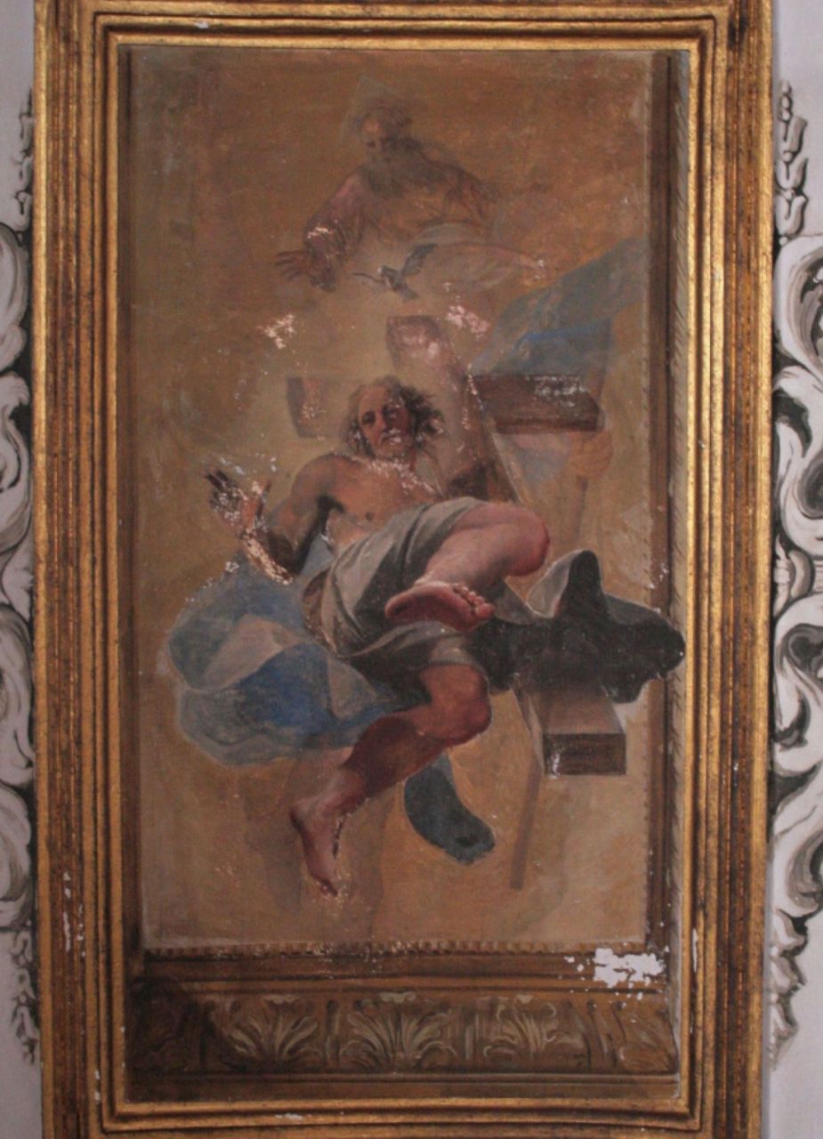 Gloria di Gesù Cristo con il Padre Eterno e lo Spirito Santo (dipinto, elemento d'insieme) di Pozzo Andrea (sec. XVIII)