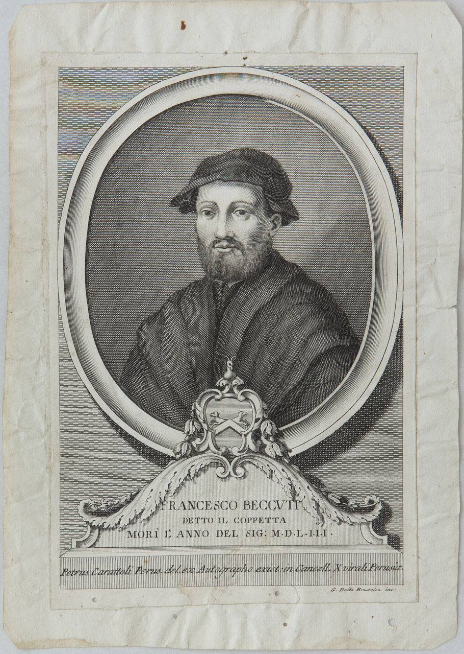 Ritratto di Francesco Beccuti (stampa) di Brustolon Giambattista, Carattoli Pietro - ambito veneto (metà sec. XVIII)