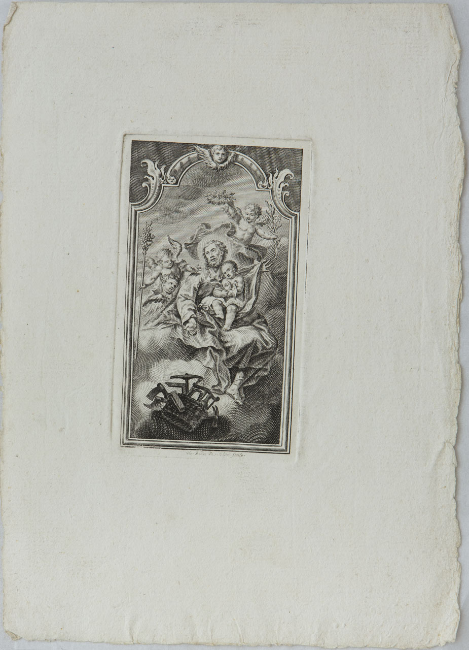 Incoronazione di Giuseppe in cielo (stampa) di Brustolon Giambattista - ambito veneto (sec. XVIII)