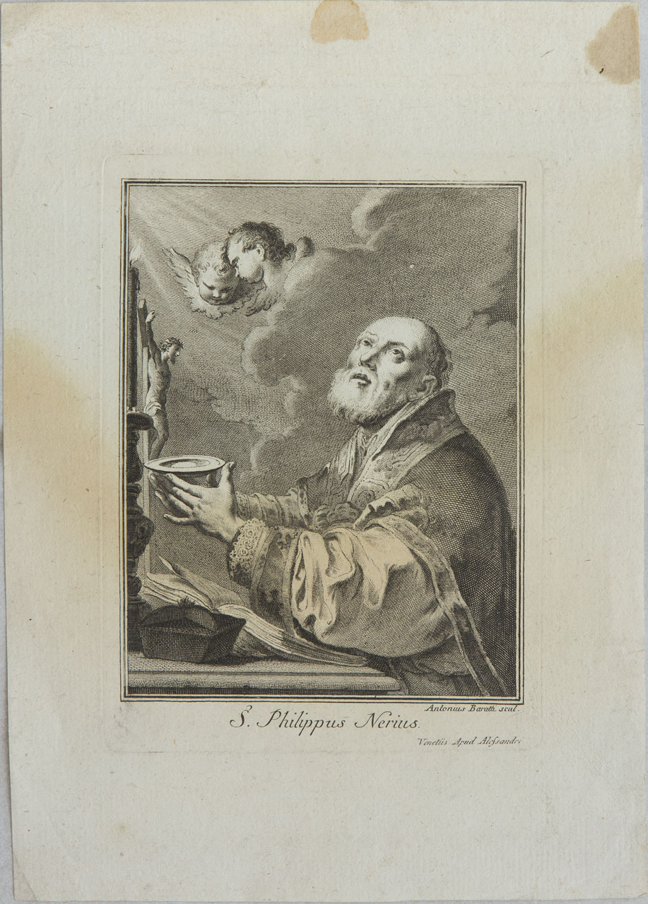 Comunione di San Filippo Neri (stampa) di Baratti Antonio, Angeli Giuseppe - ambito veneto (sec. XVIII)