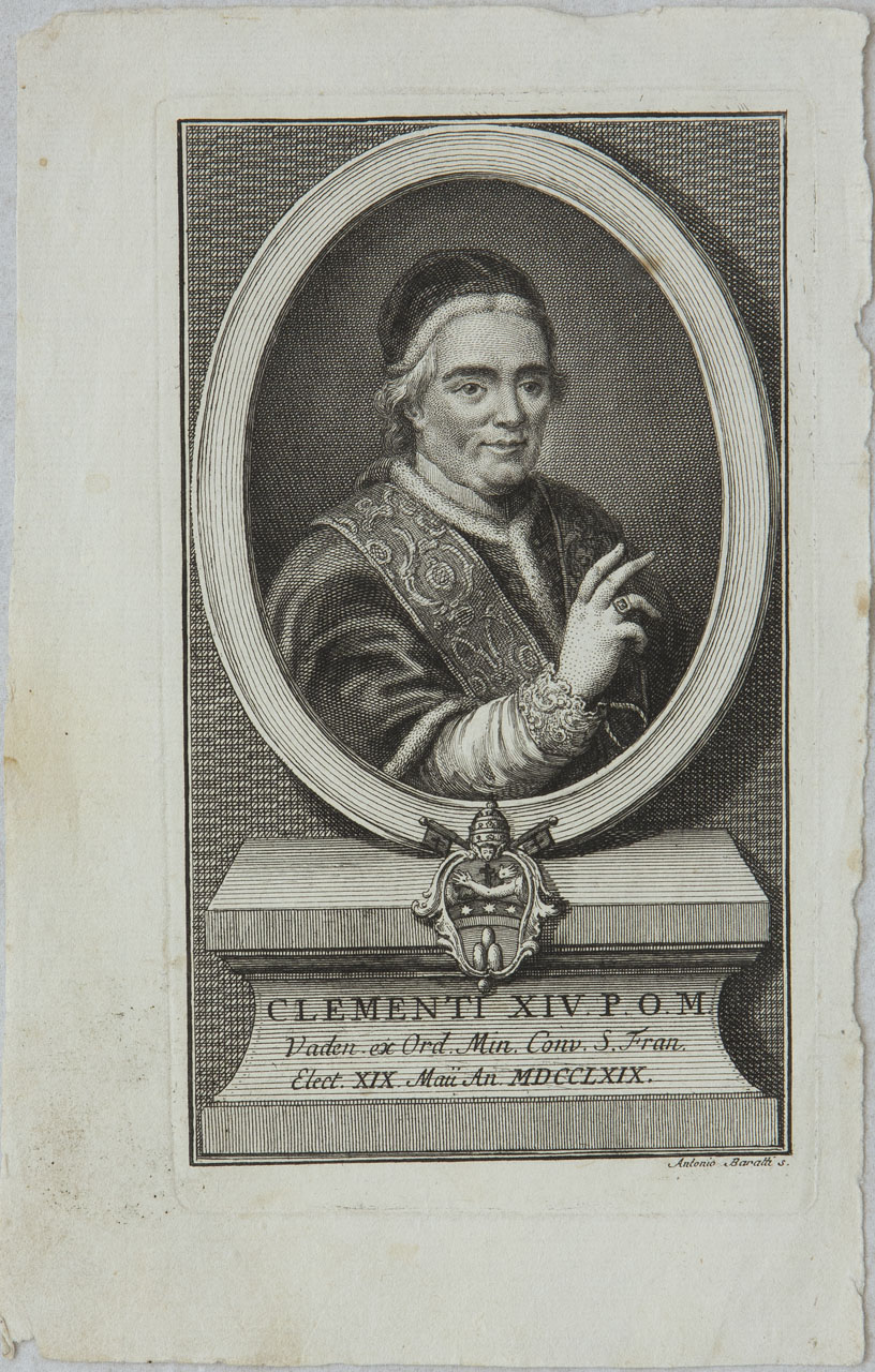 Ritratto di papa Clemente XIV (stampa) di Baratti Antonio - ambito veneto (sec. XVIII)