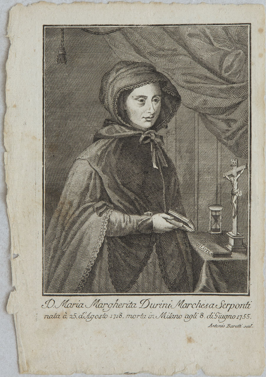 Maria Margherita Durini marchesa Serponti, Ritratto di Maria Margherita Durini (stampa) di Baratti Antonio - ambito veneto (sec. XVIII)