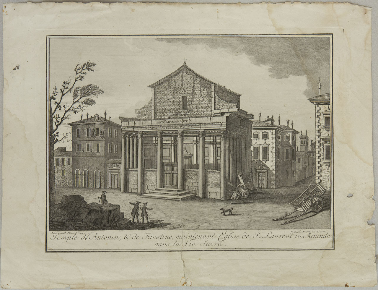 Veduta del Tempio di Antonino e Faustina (stampa, serie) di Brustolon Giambattista, Canal Giovanni Antonio - ambito veneto (sec. XVIII)