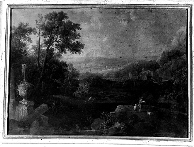 paesaggio con fontana (dipinto) di Locatelli Andrea (cerchia) (metà sec. XVIII)