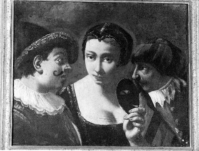 figura femminile fra due uomini in maschera (dipinto) di Piazzetta Giovanni Battista (maniera) (seconda metà sec. XVIII)