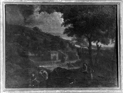 paesaggio con figure (dipinto) - ambito toscano (metà sec. XVIII)