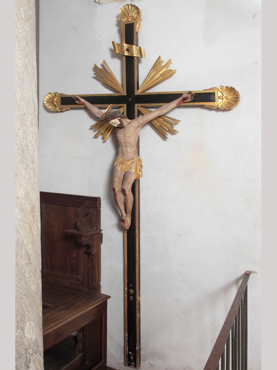 crocifisso processionale, opera isolata - ambito lombardo (XVIII)