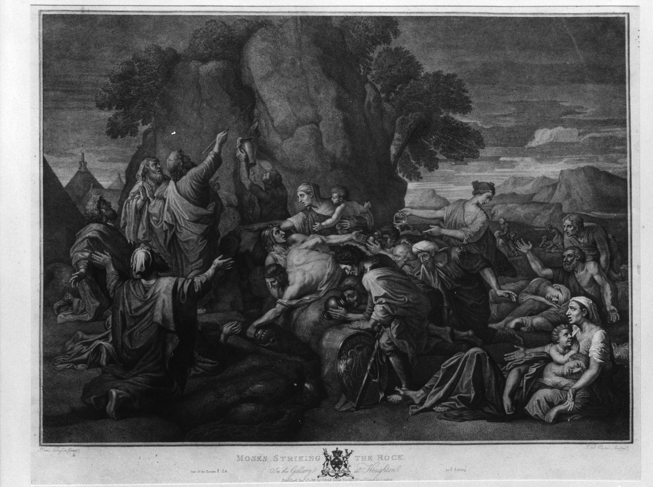 Mosè fa scaturire l'acqua dalla roccia (stampa) di Poussin Nicolas, Michel Jean Baptiste (sec. XVIII)