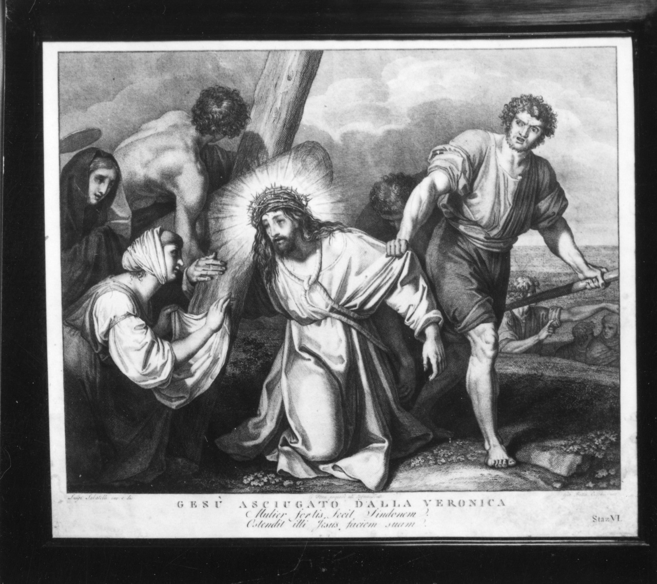 stazione VI: Gesù asciugato dalla Veronica (stampa) di Pera Giuseppe, Sabatelli Luigi, Eredi Benedetto, Cecchi Giovan Battista (sec. XIX)