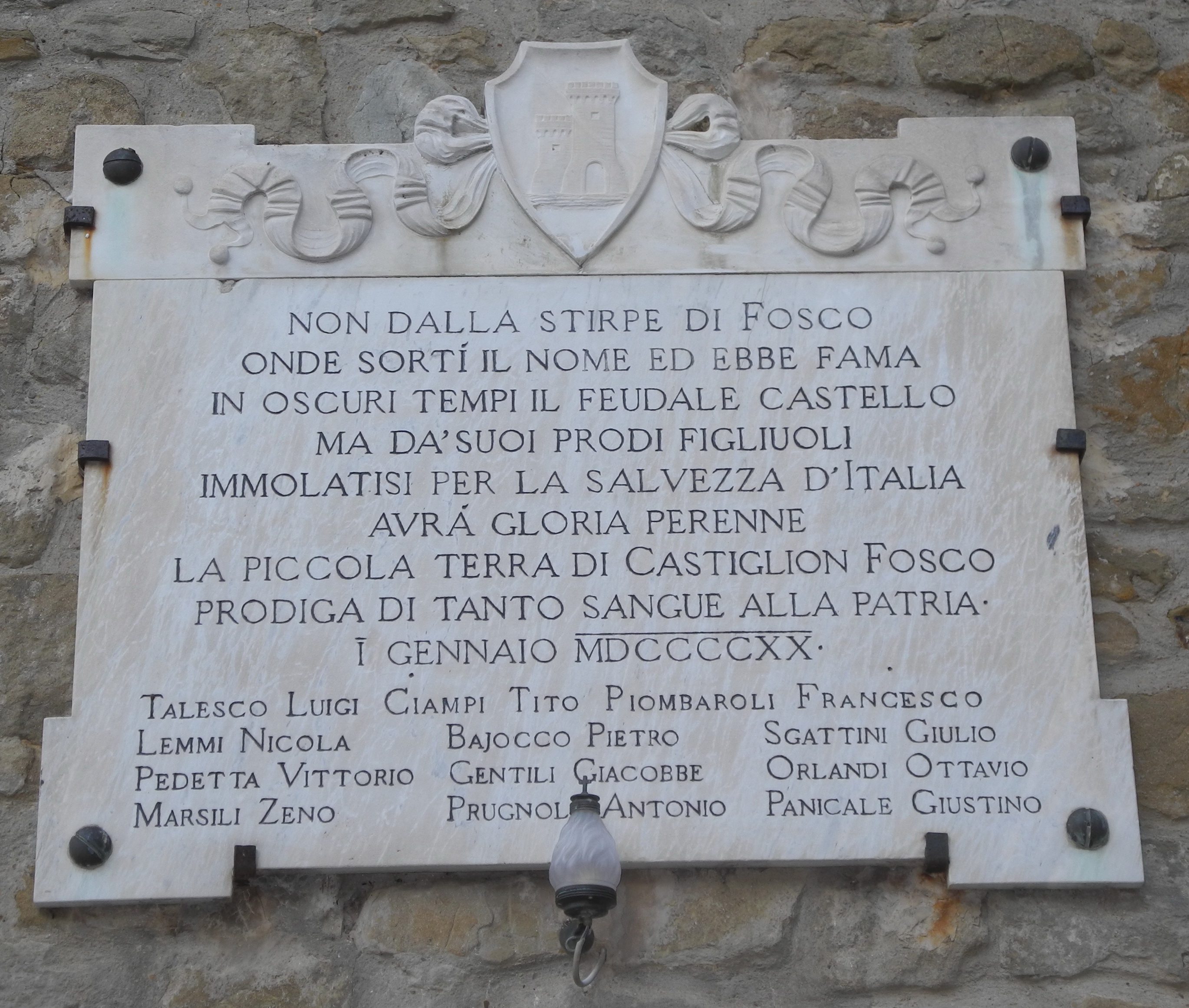 stemma di Castiglion Fosco (lapide commemorativa ai caduti, opera isolata) - ambito Italia centrale (primo quarto sec. XX)