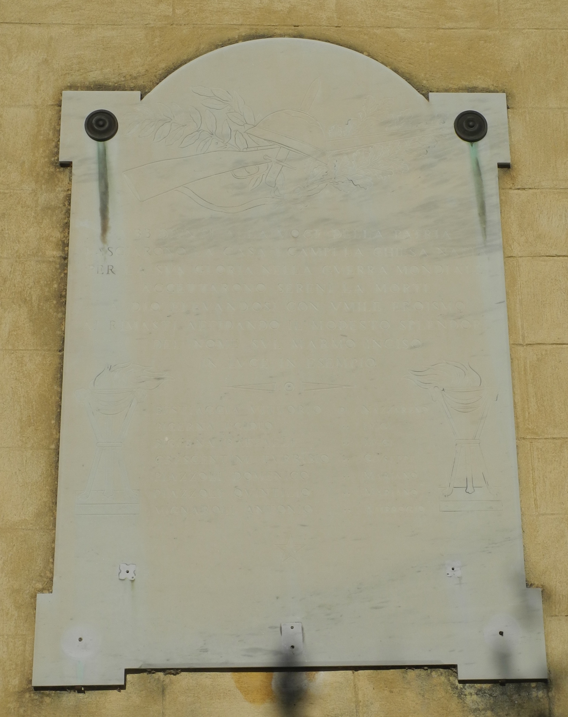 lapide commemorativa ai caduti, opera isolata - ambito Italia centrale (primo quarto sec. XX)