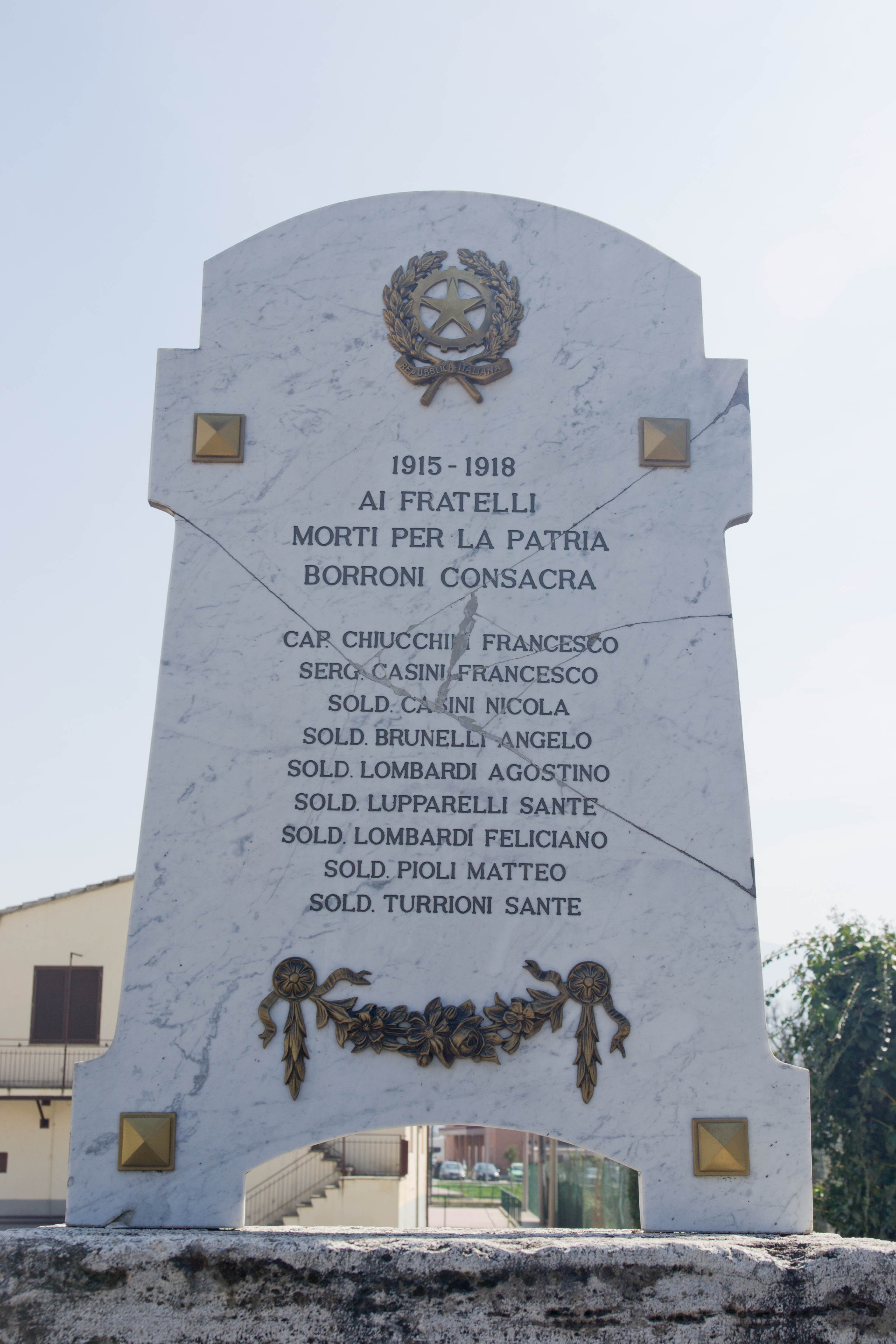 lapide commemorativa ai caduti - ambito Italia centrale (terzo quarto sec. XX)