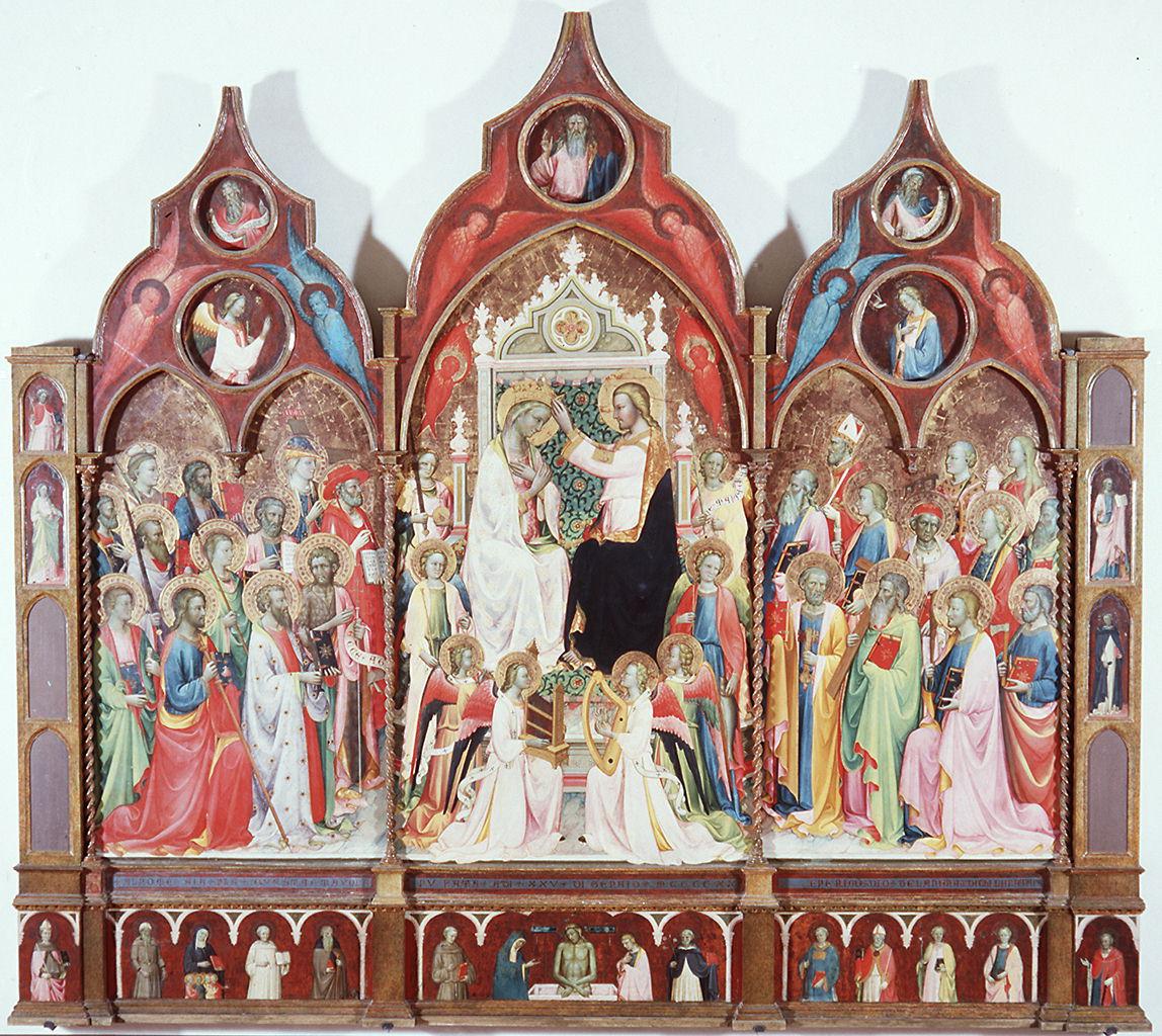episodi della vita della Madonna e di Cristo; Santi (trittico) di Franchi Rossello di Jacopo (sec. XV) 