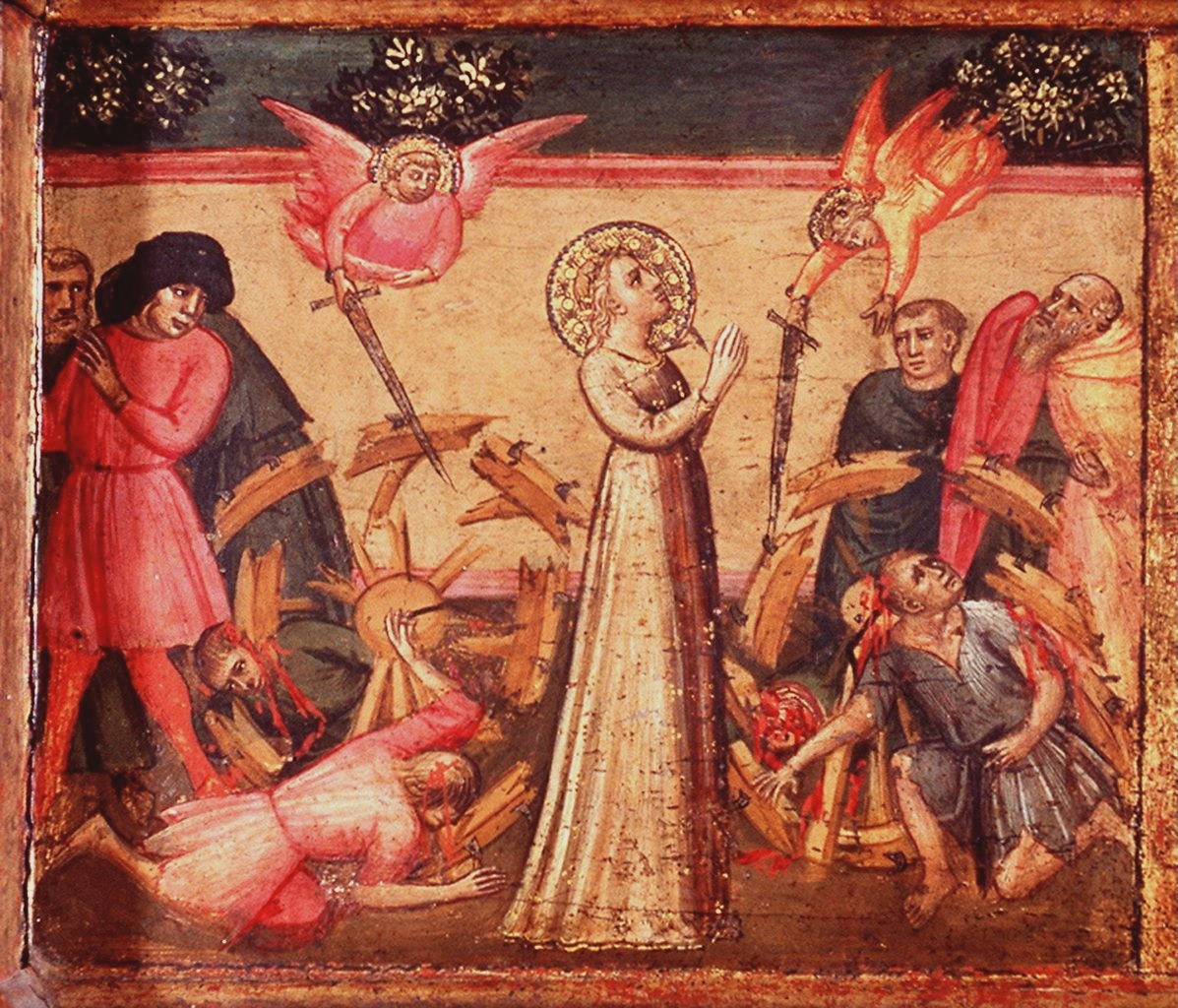 Santa Caterina d'Alessandria e il miracolo della ruota (scomparto di predella) di Lippo d'Andrea (sec. XV)