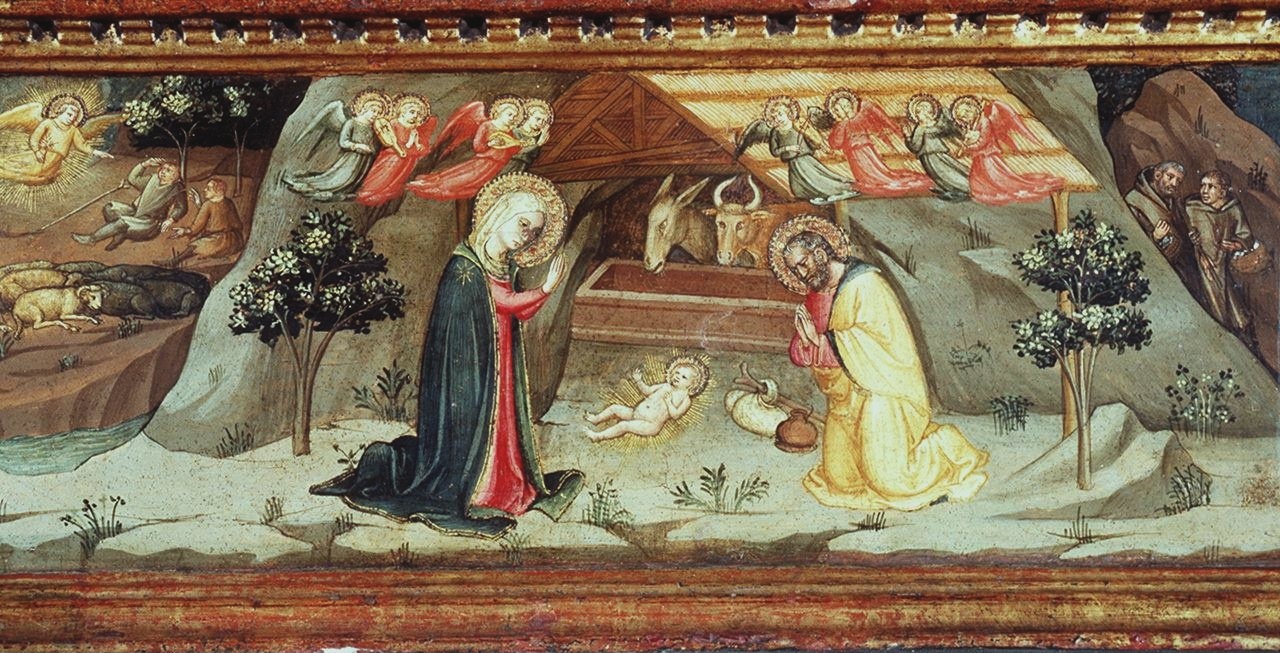 adorazione del Bambino e annuncio ai pastori (scomparto di predella) di Lippo d'Andrea (sec. XV)