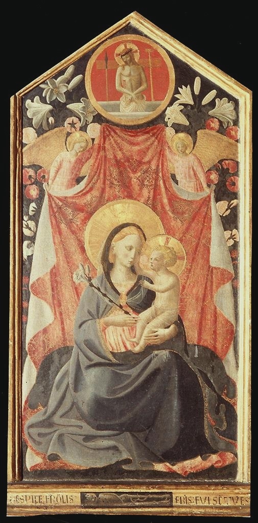 Madonna con Bambino, Cristo in pietà (dipinto) di Manzini Andrea detto Andrea di Giusto (sec. XV)
