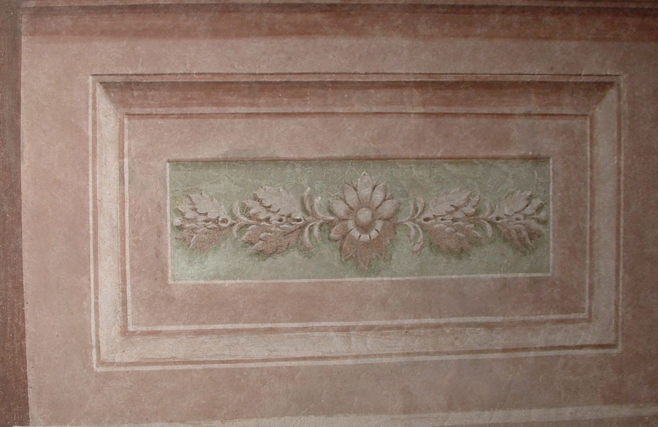 motivi decorativi con festone di foglie di quercia (dipinto murale staccato) - ambito fiorentino (fine/ inizio secc. XVIII/ XIX)