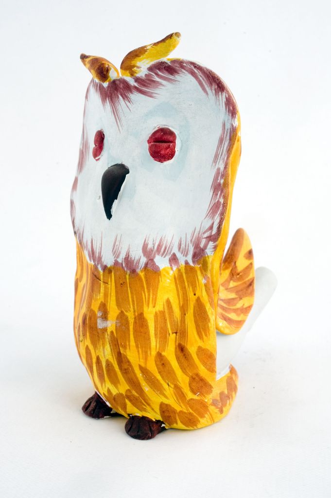 Gufo, Gufo (fischietto, a fessura interna, strumenti musicali) di Battistella Narciso (ceramista) - laboratorio (1995)