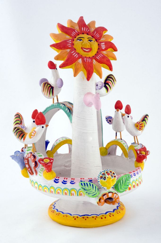 Abbeverata, Fontana con uccelli e sole (fischietto, a fessura interna, strumenti musicali) di Lasorella Filippo (figulo) - laboratorio (1997)