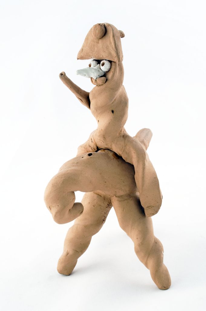 Cavallo Immaginario, uomo su animale (fischietto, a fessura interna, strumenti musicali) di Dallan Luca - bottega (1993)