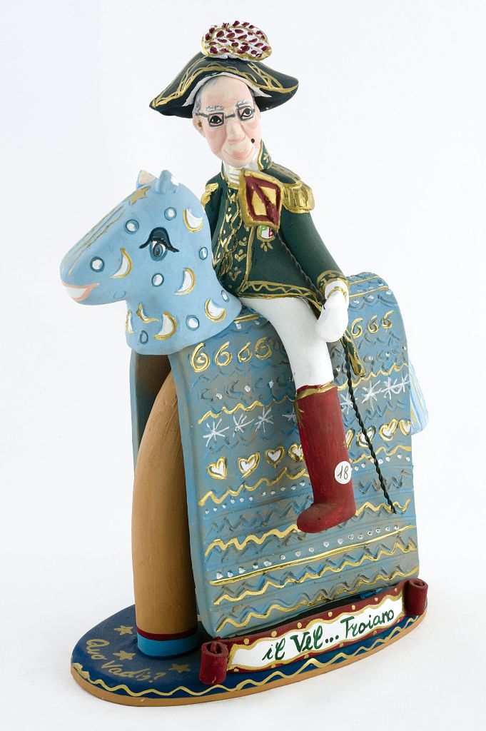 Il vel … troiano, uomo su cavallo (fischietto, a fessura interna, strumenti musicali) di Capasso Patrizia (ceramista) - laboratorio (2007)
