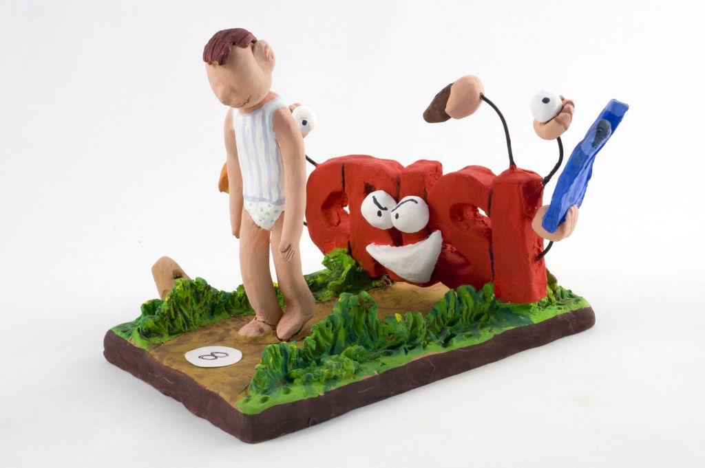 Crisi, figura maschile su sentiero (fischietto, a fessura interna, strumenti musicali) di Sorino Giulia - scuola (1989 post - 2015 ante)