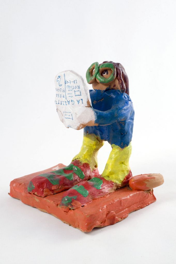 A quann' ioun voul laisc (Quando si ha voglia di leggere comunque), figura maschile (fischietto, a fessura interna, strumenti musicali) di Spagnolo Giuseppe - scuola (2007)