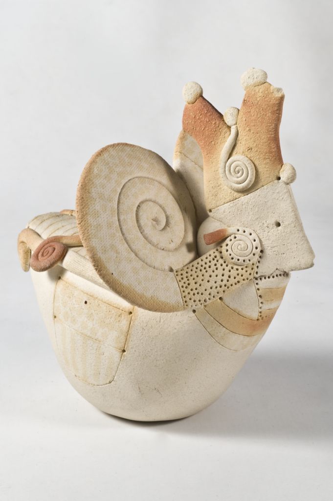 Cuco fantastico, figura fantastica (fischietto, a fessura interna, strumenti musicali) di Paccagnella Nicoletta (ceramista) - laboratorio (1996)