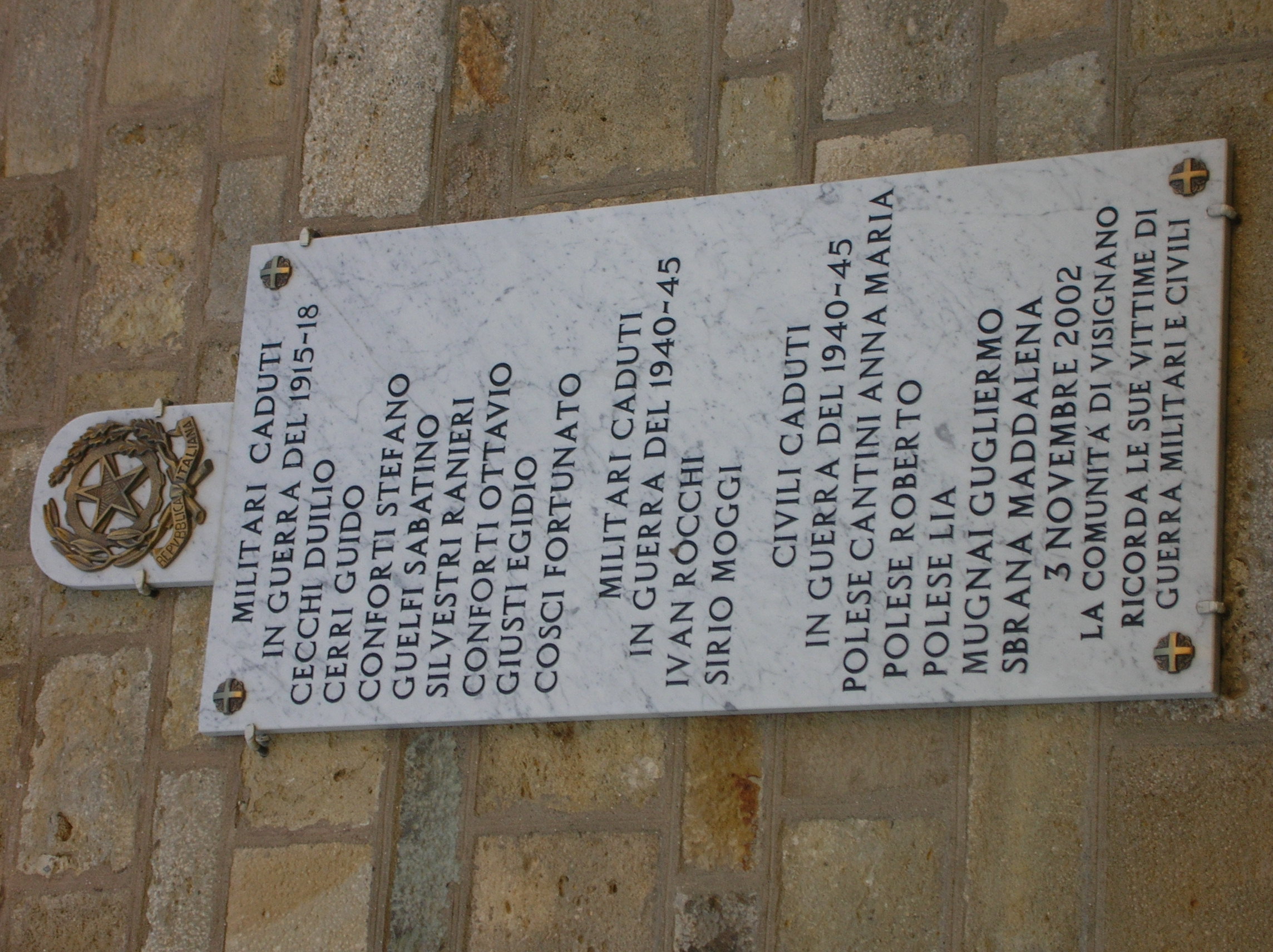 soggetto assente (lapide commemorativa ai caduti) - ambito toscano (prima metà sec. XXI)
