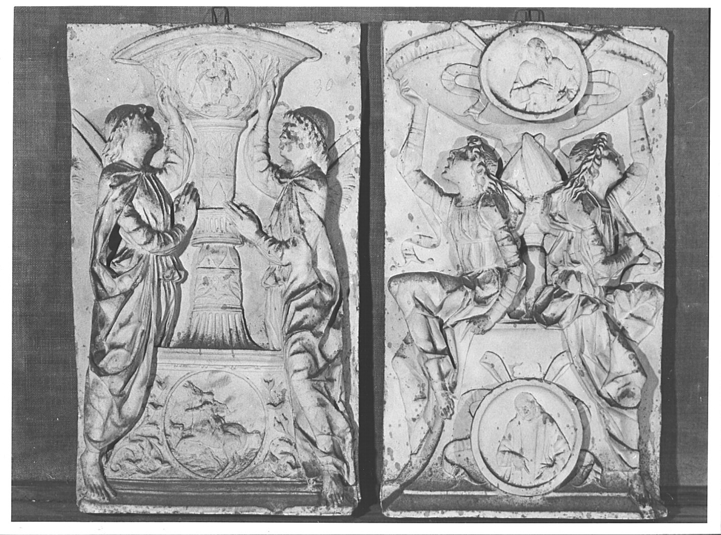 angeli (calco di formella, opera isolata) - bottega lombarda (fine/ inizio secc. XIX/ XX)