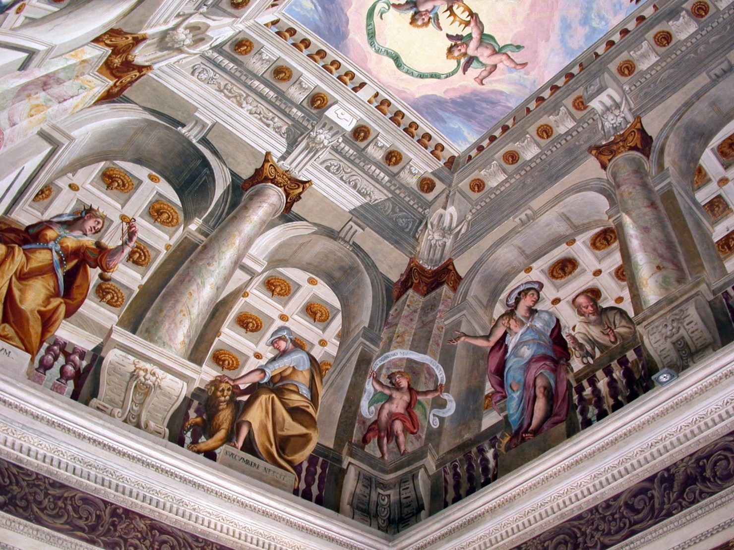Gloria di San Bruno e Virtù (decorazione pittorica, ciclo) di Della Rovere Giovanni Mauro detto Fiamminghino (sec. XVII)