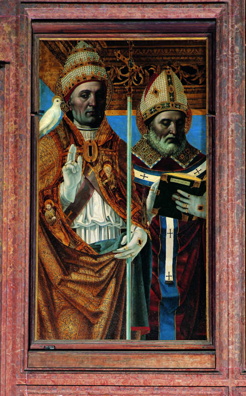 San Gregorio Magno e Sant'Ambrogio (dipinto, elemento d'insieme) di Ambrogio da Fossano detto Bergognone (sec. XV)