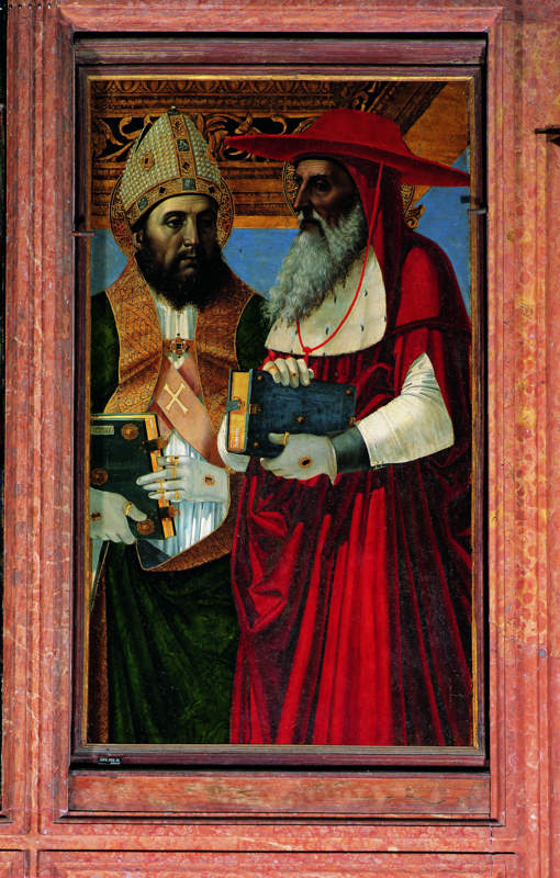 Sant'Agostino e San Girolamo (dipinto, elemento d'insieme) di Ambrogio da Fossano detto Bergognone (sec. XV)