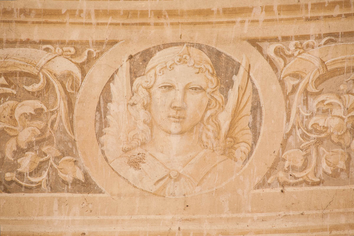 Teste di angeli (dipinto murale, serie) di Ambrogio da Fossano detto Bergognone (bottega), Bernardino di Stefano da Fossano detto Bergognone Bernardino (attribuito) (sec. XV)