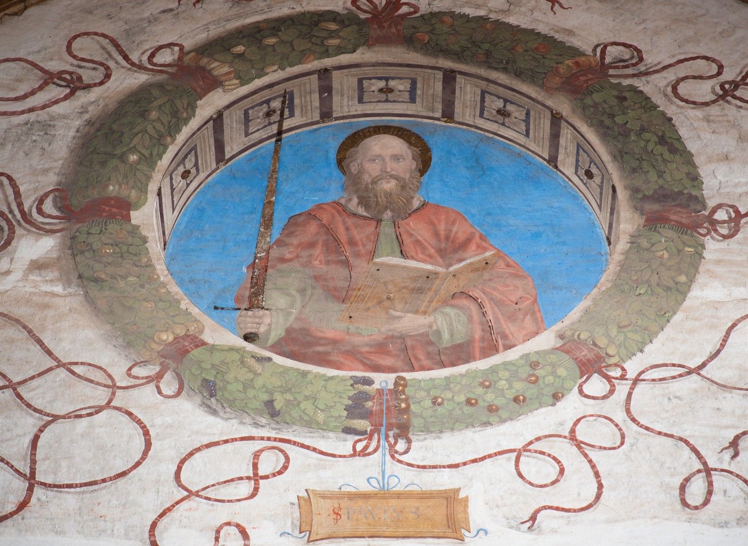 San Paolo Apostolo (dipinto murale, elemento d'insieme) di Ambrogio da Fossano detto Bergognone (e aiuti) (sec. XV)