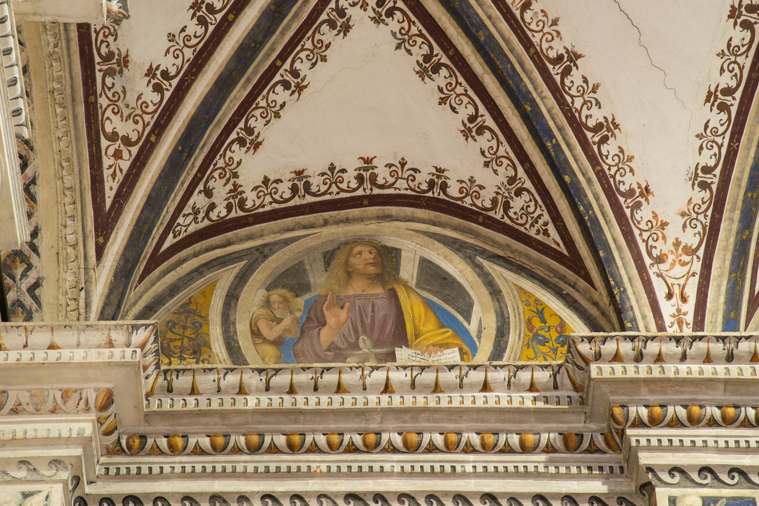 San Matteo Evangelista (dipinto murale, elemento d'insieme) di Ambrogio da Fossano detto Bergognone (bottega) (sec. XVI)