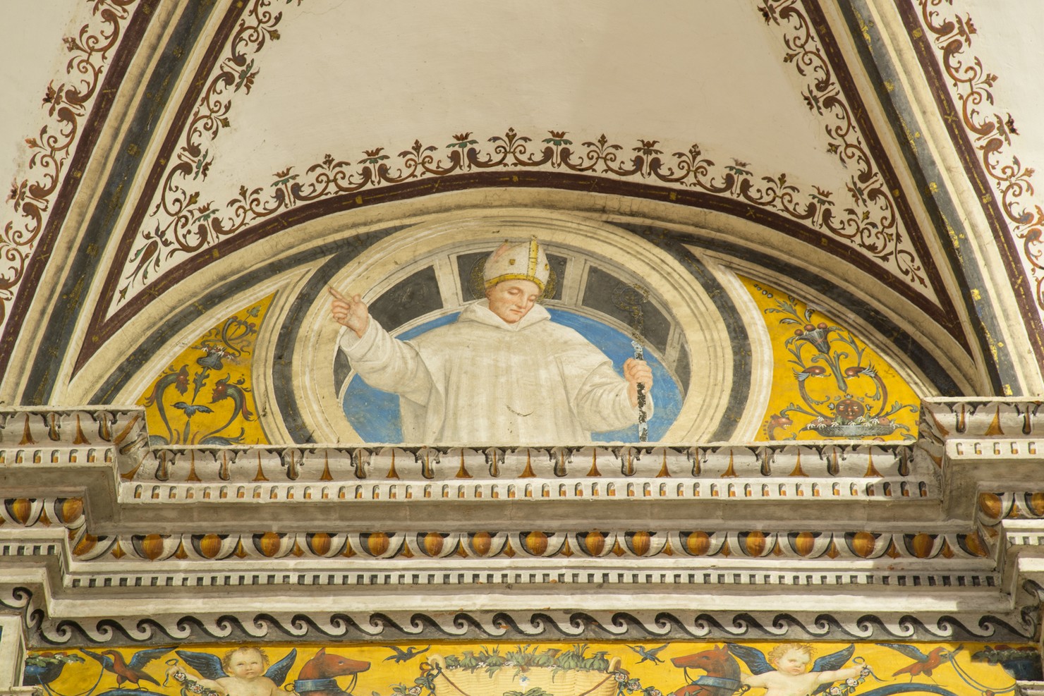 Sant'Ugo (dipinto murale, elemento d'insieme) di Ambrogio da Fossano detto Bergognone (bottega) (sec. XVI)