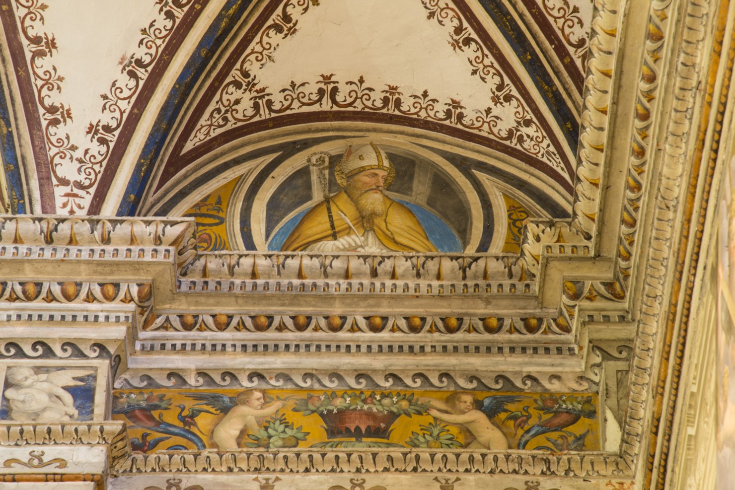 Sant'Agostino (dipinto murale, elemento d'insieme) di Ambrogio da Fossano detto Bergognone (bottega) (sec. XVI)